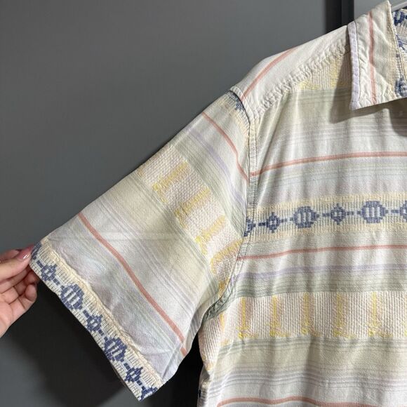 Cabin Creek Stripe Short Sleeve Button Up Western Square Button Shirt XL Boots - Picture 3 of 7